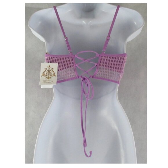 NWT BECCA Women's Mesh Cami Bikini Top Swimsuit, Malva Purple, D-Cup - Picture 3 of 3